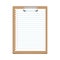 Beige clipboard with lined white sheet of notebook. White paper with lines - template for notes, checklist, questionnaire,