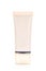 Beige cosmetic tube for cream on a white background. For skin cream, cleansing foam, liquid makeup base. The concept of beauty and