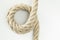 Beige cotton rope curl isolated on white color