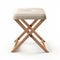 Beige Cushioned Folding Stool - Realistic 3d Render