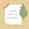 Beige Cute Illustration Note Quote