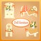 Beige doll furniture, four objects