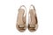 Beige feminine shoes with open toe and bow, isolated