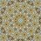 Beige floral and fractal kaleidoscope round tile mandala