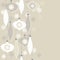 Beige glass balls and lace snowflakes seamless vertical border