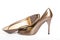 Beige-golden female new varnished shoes