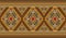 Beige Green Orange Symmetry Geometric Ethnic Seamless Pattern on Brown Background