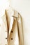 Beige or greige elegant trench coat isolated over white