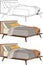 Beige grey bed three different ways vector illustration.