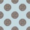 Beige and grey colored wood shield seamless pattern. Circle weapon ornament on light blue background