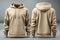 Beige hoodie mockup, long sleeves Design-ready, clipping path included