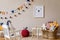 Beige kid room in cute Scandinavian style.