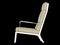 Beige leather armchair with high backrest on a black background 3d rendering