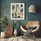 Beige leather armchair near dark turquoise venetian plaster wall