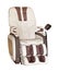 Beige leather comfortable reclining massage chair isolated