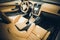 Beige leather interior of volkswagen golf 5 r32