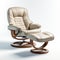 Beige Leather Recliner And Ottoman: Meticulous Photorealistic 3d Render