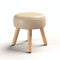 Beige Leather Stool With Wooden Legs - Photorealistic 3d Render