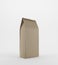 Beige lunch paper bag standing on white background