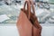 Beige luxury leather women bag for going to work