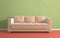 Beige modern sofa.