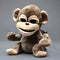 Beige monkey, cute plush toy, mascot ai Generated, generative AI, CGI graphics