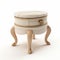 Beige Ottoman Nightstand With Gold Painted Feet - Retro Glamour 3d Render