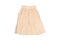 Beige pleated skirt. White background. Isolate