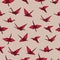 Beige and red crane origami seamless vector pattern