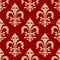 Beige and red french fleur-de-lis seamless floral pattern