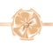 Beige satin ribbon or tape decorated with bow. Exquisite decorative design element. Beautiful festive shiny silk