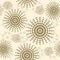 Beige seamless pattern with flowers, circles and dots.