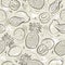 Beige Seamless Patterns with papaya, coconut and pineapple on grunge background. Ideal for printing onto fabric and paper or scrap