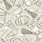 Beige Seamless Patterns with vegetable, pepper, eggplant and pumpkin. Ideal for printing onto fabric and paper or scrap booking,