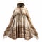 Beige Shirred Mans Cloak With Fringes - Digital Airbrushing Style