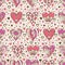 Beige square background with pink decorative valentine hearts