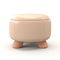 Beige Stool With Ottoman: 3d Render On White Background