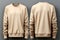 Beige sweatshirt mockup Long sleeves, clipping path, design-ready