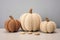 Beige Textile Knitted Craft Pumpkins With Candles, Creating Cozy Diy Decor For Autumn