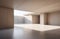 Beige-toned minimalist architectural interior. stark, sunny concrete space