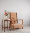 Beige upholstered chair