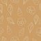 Beige vector seamless pattern with seashells