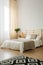 Beige and white minimalist bedroom