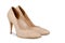 Beige woman shoes on a white