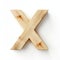 Beige Wood Letter X: Solarization Effect, Juxtapositions, Carving, Natural Symbolism