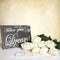 BeigeTexture Background - White Roses - Pearls - Wood Sign