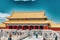BEIGING, CHINA- MAY, 18, 2015: Palaces, pagodas inside the area of the Forbidden City Museum in Beijing in the heart of city,China