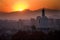 Beihai Stupa Sunset Mountains Beijing China