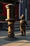BEIJING, CHINA - DEC 23, 2017: Children metal sculpture on Qianmen street