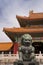 Beijing Forbidden City: lion against the corner of